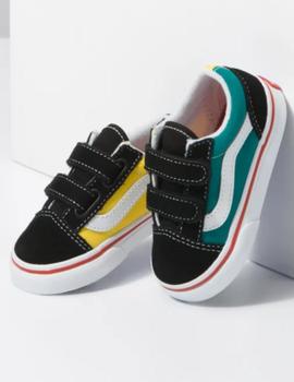 Zapatilla Vans Bebé Old Skool V Negro, amarillo y verde