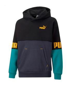 Sudadera Puma Power Colorbloc Kids Negro/Verde