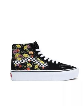 Zapatilla Vans Sk8-Hi Platfor Negro y Flores