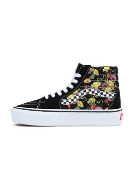 Zapatilla Vans Sk8-Hi Platfor Negro y Flores