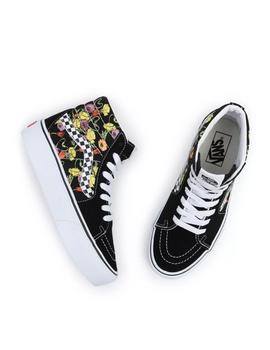 Zapatilla Vans Sk8-Hi Platfor Negro y Flores