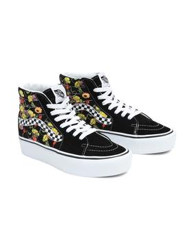 Zapatilla Vans Sk8-Hi Platfor Negro y Flores