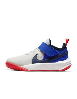 Zapatilla Nike Team Hustle D10 PS Blanco y Azul