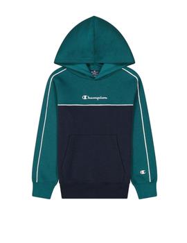 Sudadera Champion Capucha Niño Marino y Verde