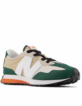 Zapatilla NB 327 Bungee Lace PS Verde/Beige