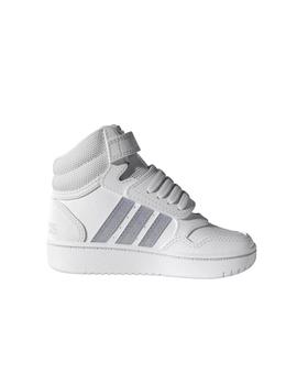 Zapatilla Adidas Hoops Mid 3.0 Bebé Blanco y Plata