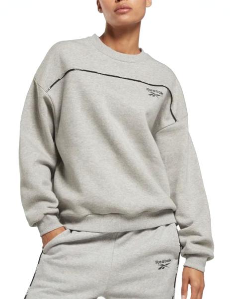 Sudadera Reebok Piping Crewneck Mujer Gris