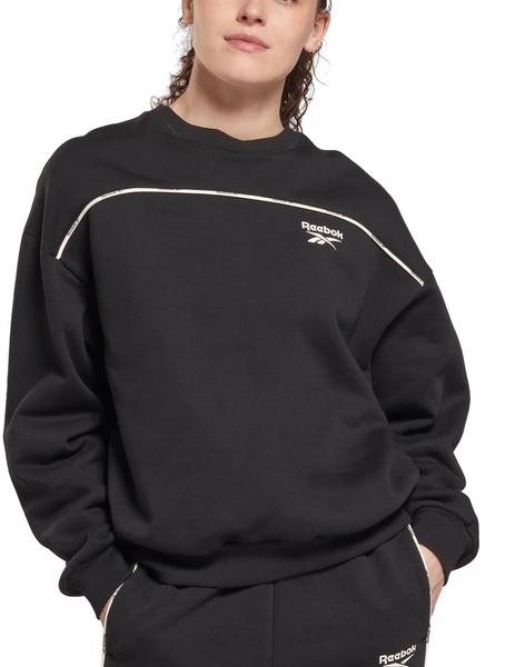 Sudadera Reebok Piping Crewneck Mujer Negro