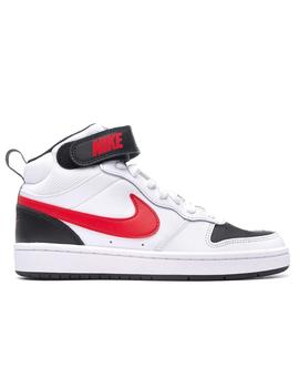 Zapatilla Nike Court Borough Mid2 GS Blanco y Rojo