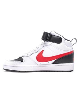 Zapatilla Nike Court Borough Mid2 GS Blanco y Rojo