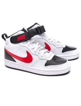 Zapatilla Nike Court Borough Mid2 GS Blanco y Rojo