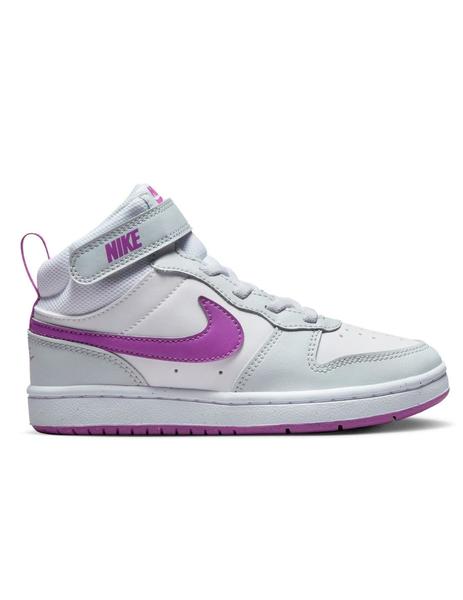 Faial Artefacto cemento Zapatilla Nike Court Borough Mid2 PSV Blanco y morado