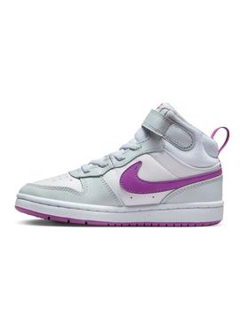 Zapatilla Nike Court Borough Mid2 PSV Blanco y morado